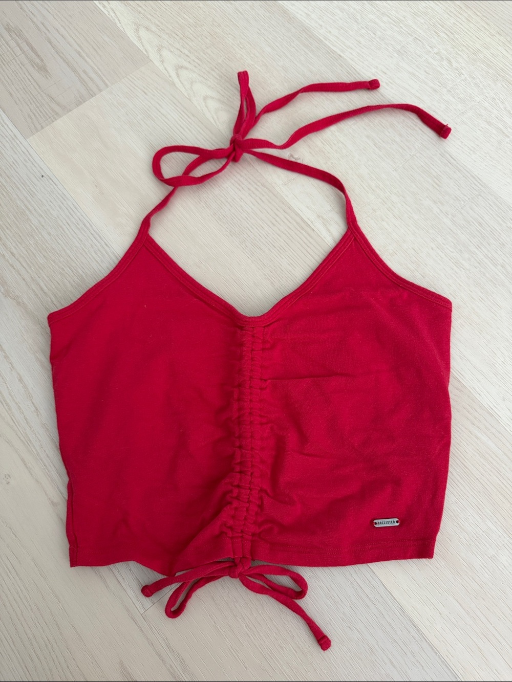 Hollister Red Ruched Halter Crop Top
